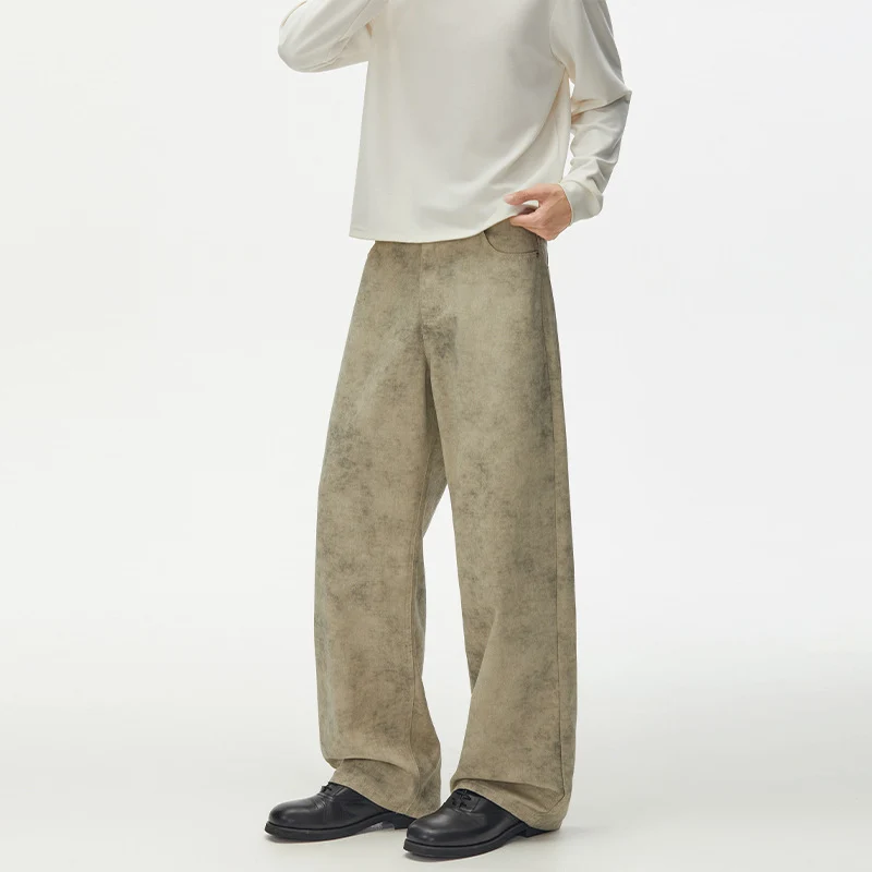 Herren Weite Velours-Optik Marlene‑Hose mit bodenlangem Saum und Relaxed‑Fit Drune