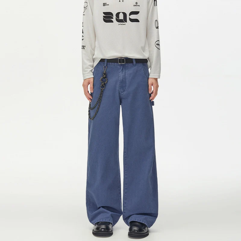 Herren Weite Utility-Denimhose mit Karabinerkette und Hammerschlaufe Drune