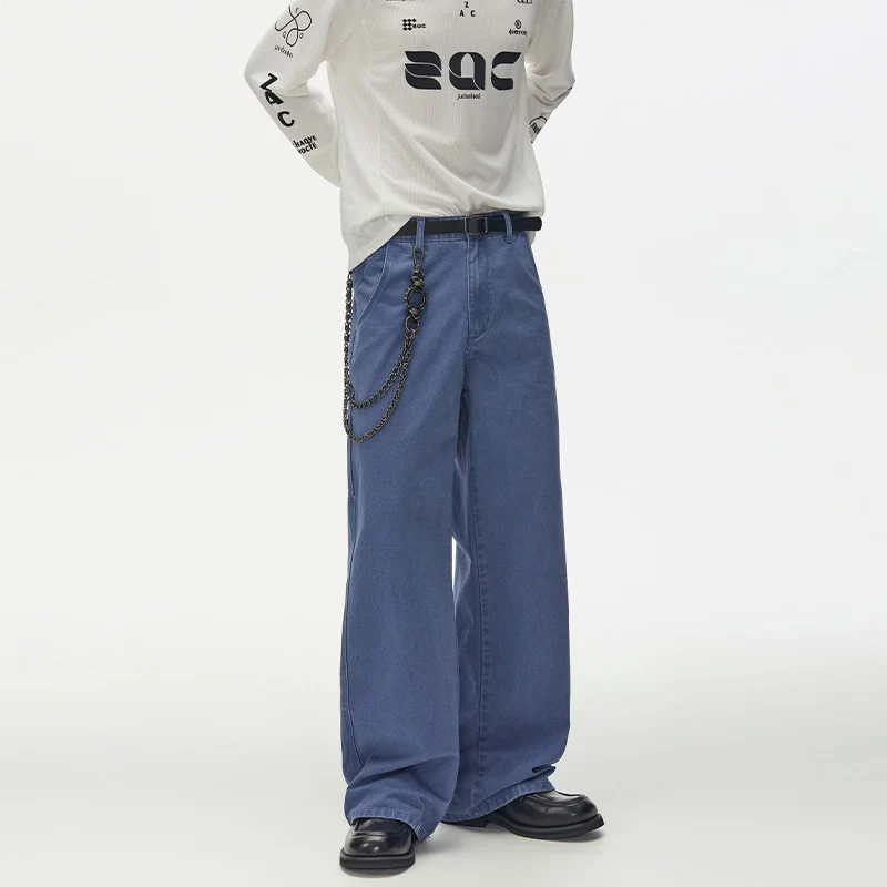 Herren Weite Utility-Denimhose mit Karabinerkette und Hammerschlaufe Drune