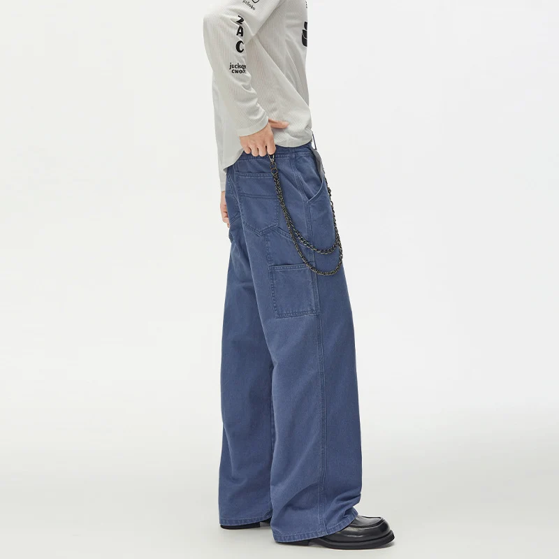 Herren Weite Utility-Denimhose mit Karabinerkette und Hammerschlaufe Drune