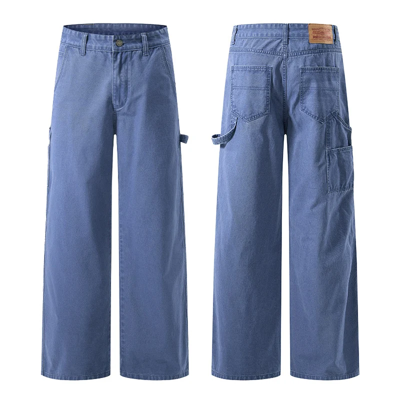 Herren Weite Utility-Denimhose mit Karabinerkette und Hammerschlaufe Drune