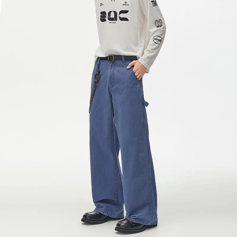 Herren Weite Utility-Denimhose mit Karabinerkette und Hammerschlaufe Drune