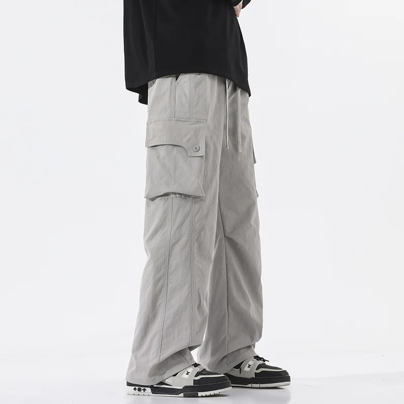 Herren Weite Twill-Cargohose mit Kordelbund und großen Patten-Taschen Drune