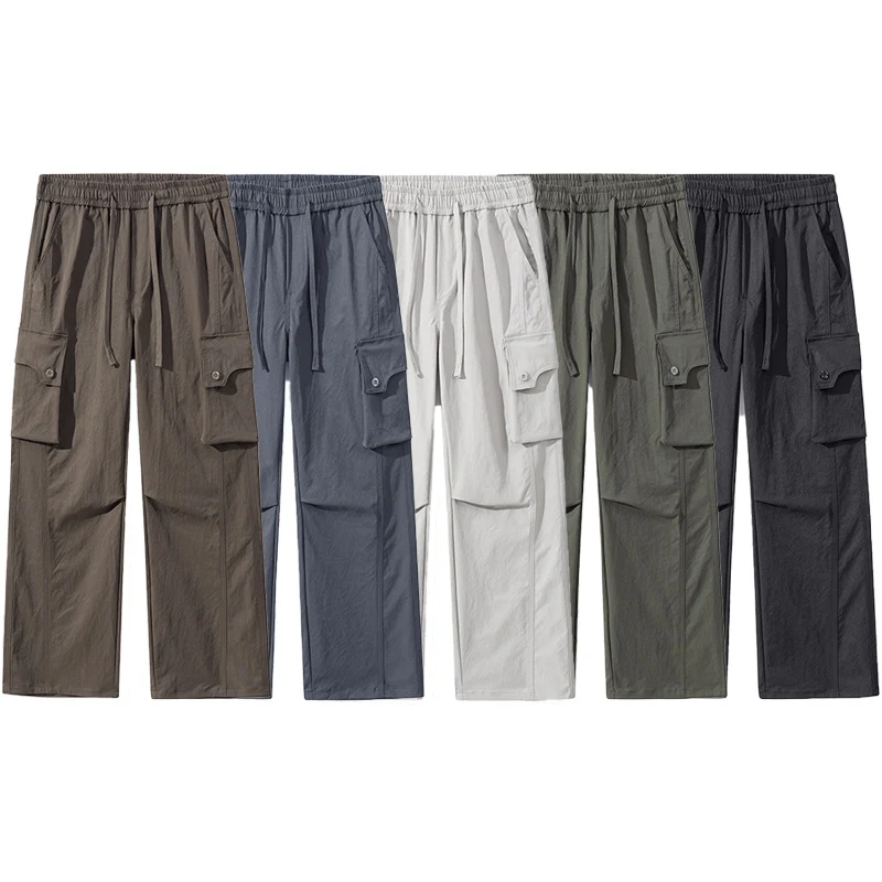 Herren Weite Twill-Cargohose mit Kordelbund und großen Patten-Taschen Drune
