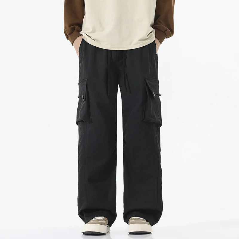 Herren Weite Twill-Cargohose mit Kordelbund und großen Patten-Taschen Drune