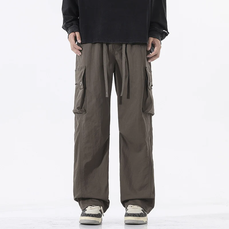Herren Weite Twill-Cargohose mit Kordelbund und großen Patten-Taschen Drune