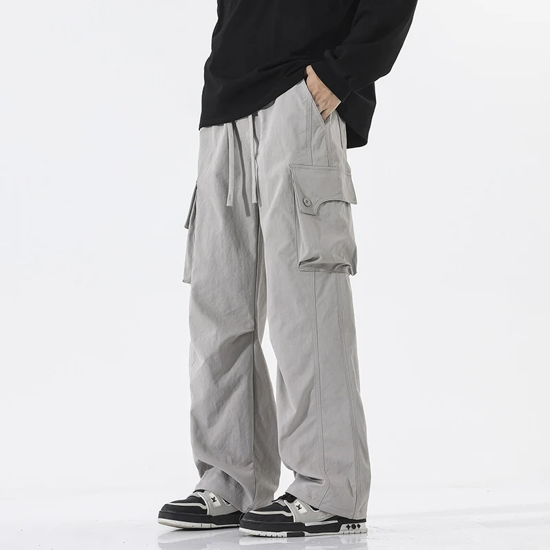 Herren Weite Twill-Cargohose mit Kordelbund und großen Patten-Taschen Drune
