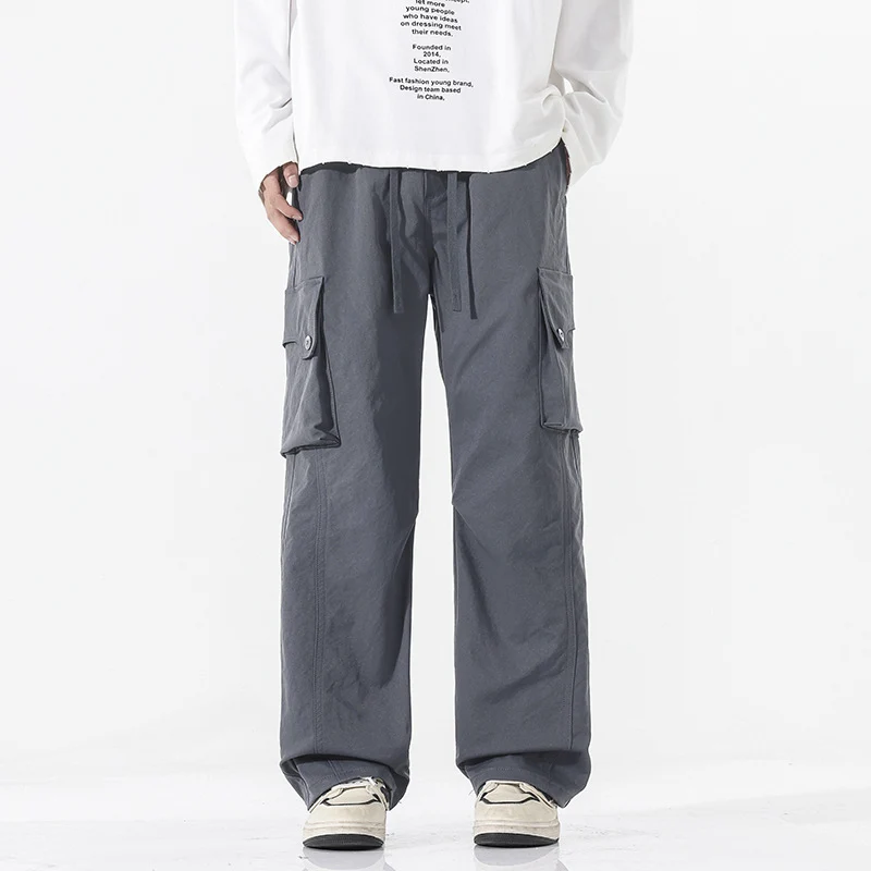Herren Weite Twill-Cargohose mit Kordelbund und großen Patten-Taschen Drune