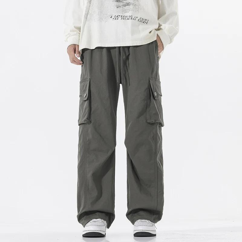 Herren Weite Twill-Cargohose mit Kordelbund und großen Patten-Taschen Drune