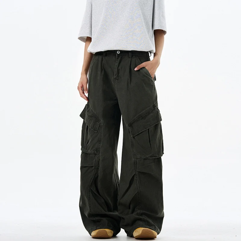 Herren weite technische Multi-Pocket Cargohose im Palazzoschnitt Drune