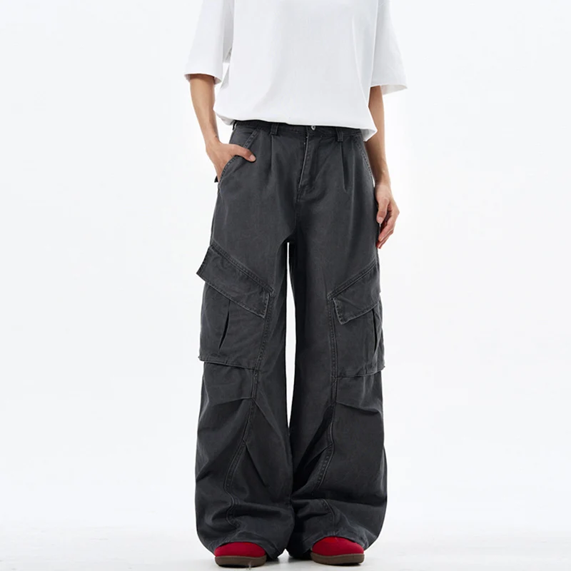 Herren weite technische Multi-Pocket Cargohose im Palazzoschnitt Drune