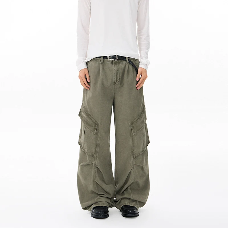 Herren weite technische Multi-Pocket Cargohose im Palazzoschnitt Drune