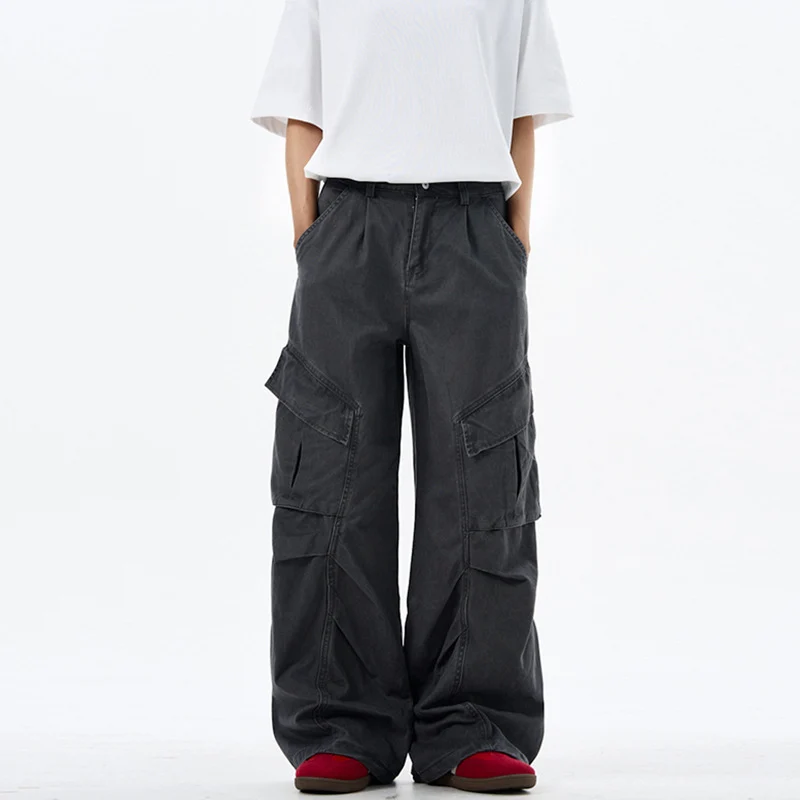 Herren weite technische Multi-Pocket Cargohose im Palazzoschnitt Drune