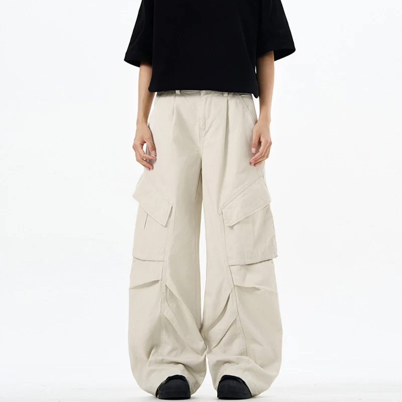 Herren weite technische Multi-Pocket Cargohose im Palazzoschnitt Drune