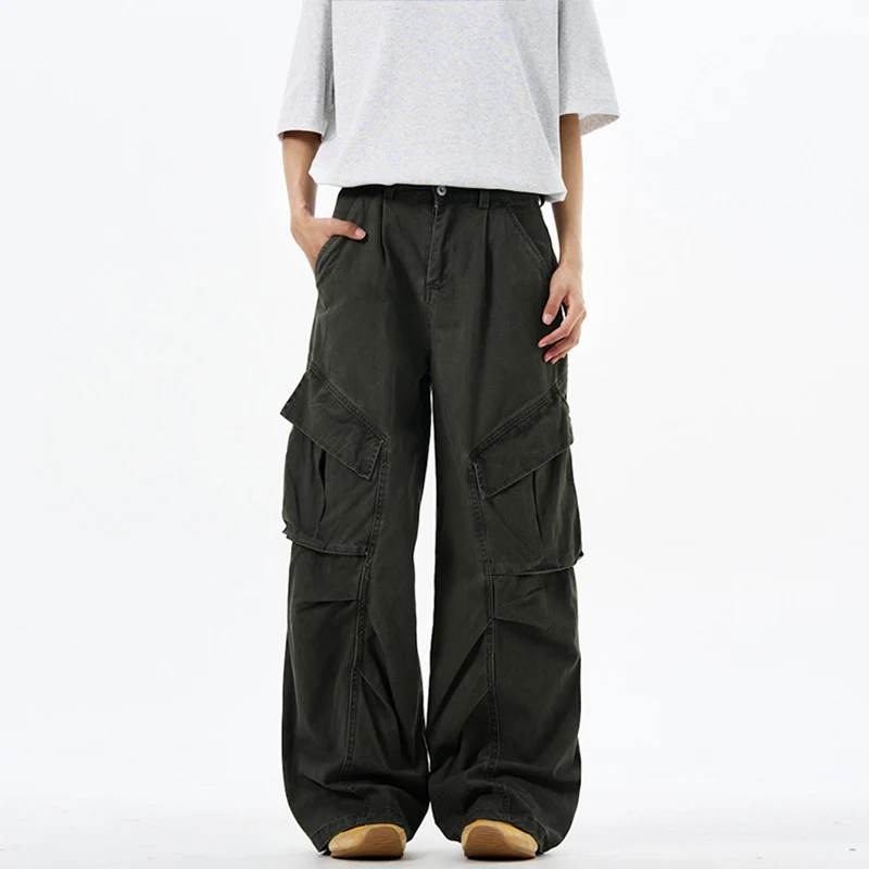 Herren weite technische Multi-Pocket Cargohose im Palazzoschnitt Drune