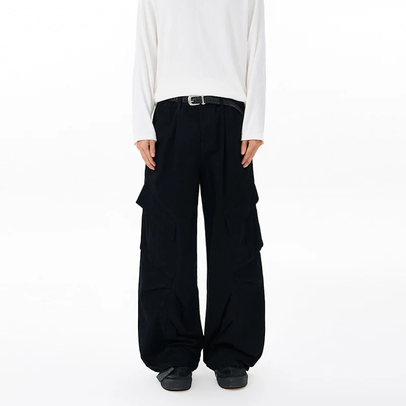 Herren weite technische Multi-Pocket Cargohose im Palazzoschnitt Drune