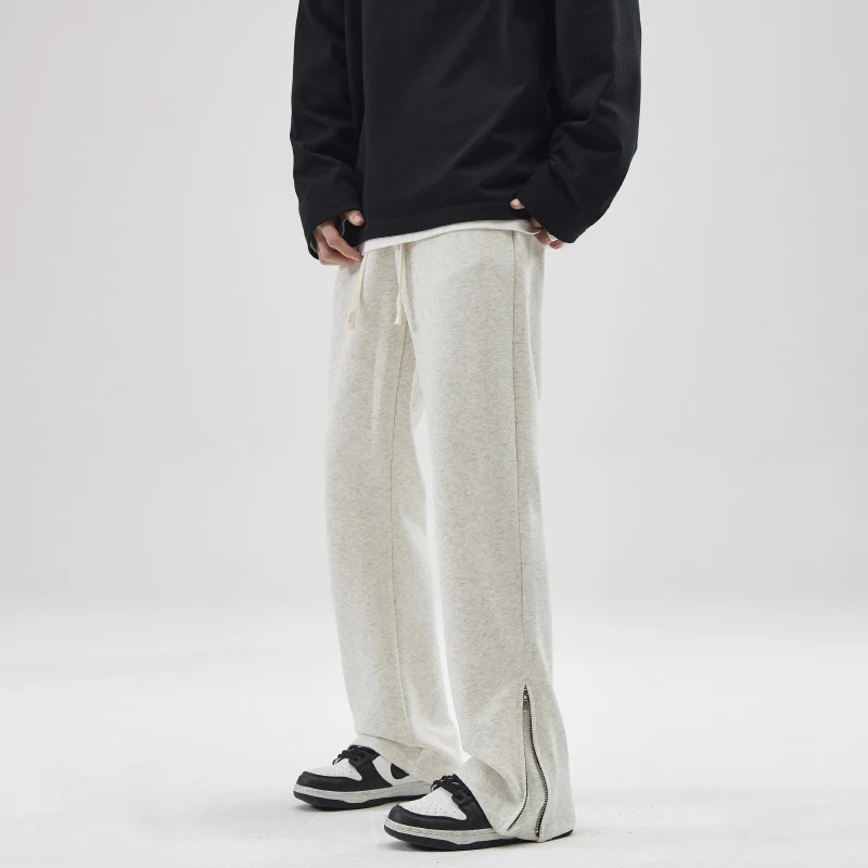 Herren weite Sweatpant mit Saum-Reißverschluss und Tunnelzug Drune