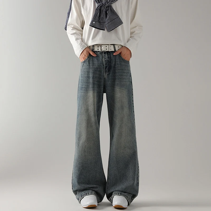 Herren Weite Schlagjeans aus gewaschenem Denim mit dezenten Fade-Effekten Drune