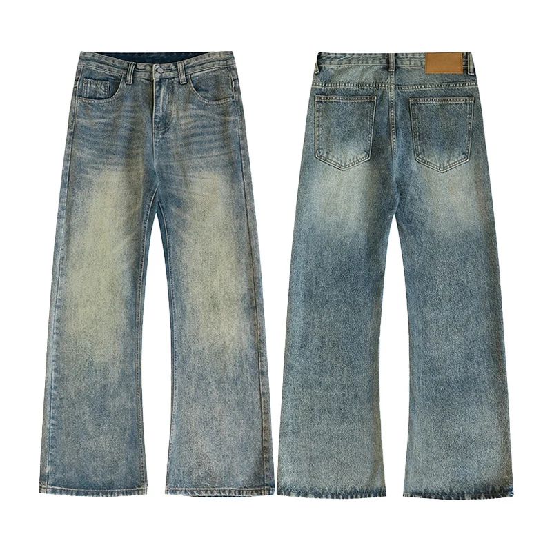 Herren Weite Schlagjeans aus gewaschenem Denim mit dezenten Fade-Effekten Drune
