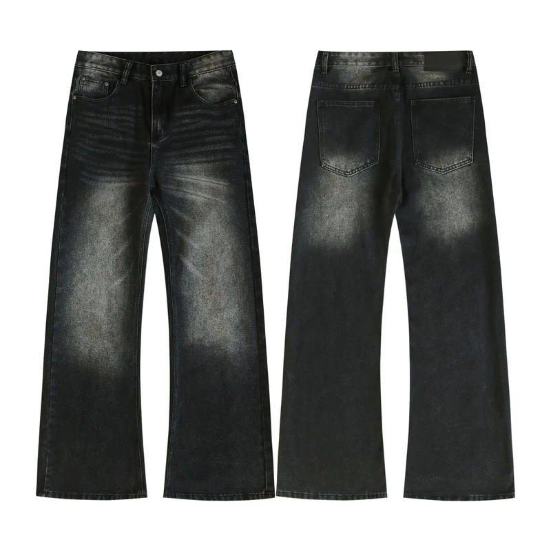 Herren Weite Schlagjeans aus gewaschenem Denim mit dezenten Fade-Effekten Drune