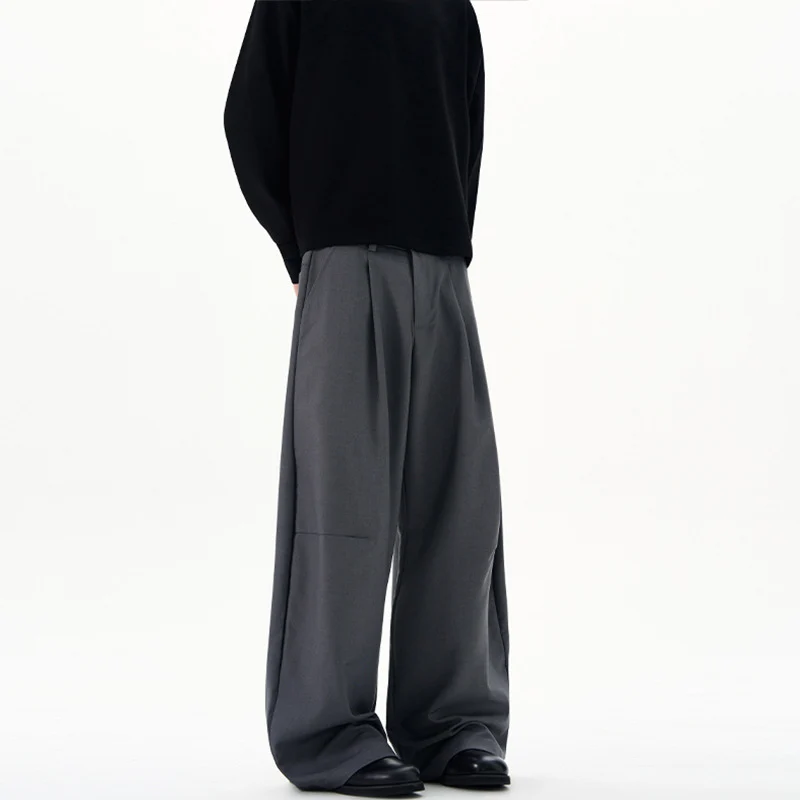Herren Ultraweite Bügelfalten-Hose mit tiefem Schritt und fließender Twill-Qualität Drune
