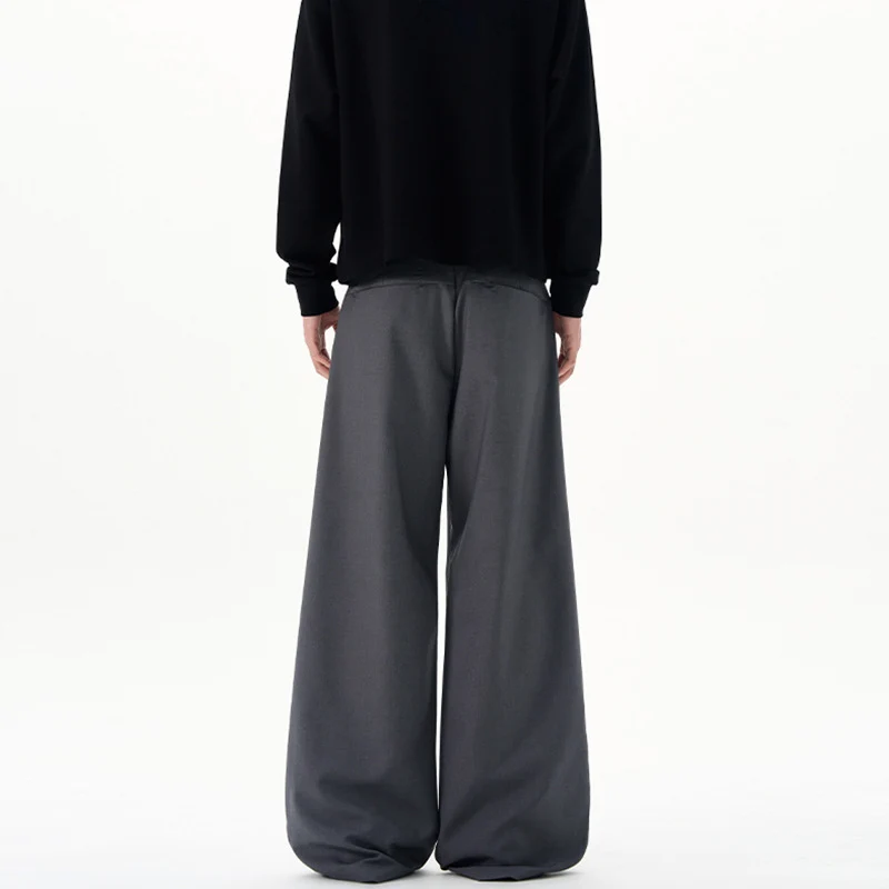 Herren Ultraweite Bügelfalten-Hose mit tiefem Schritt und fließender Twill-Qualität Drune