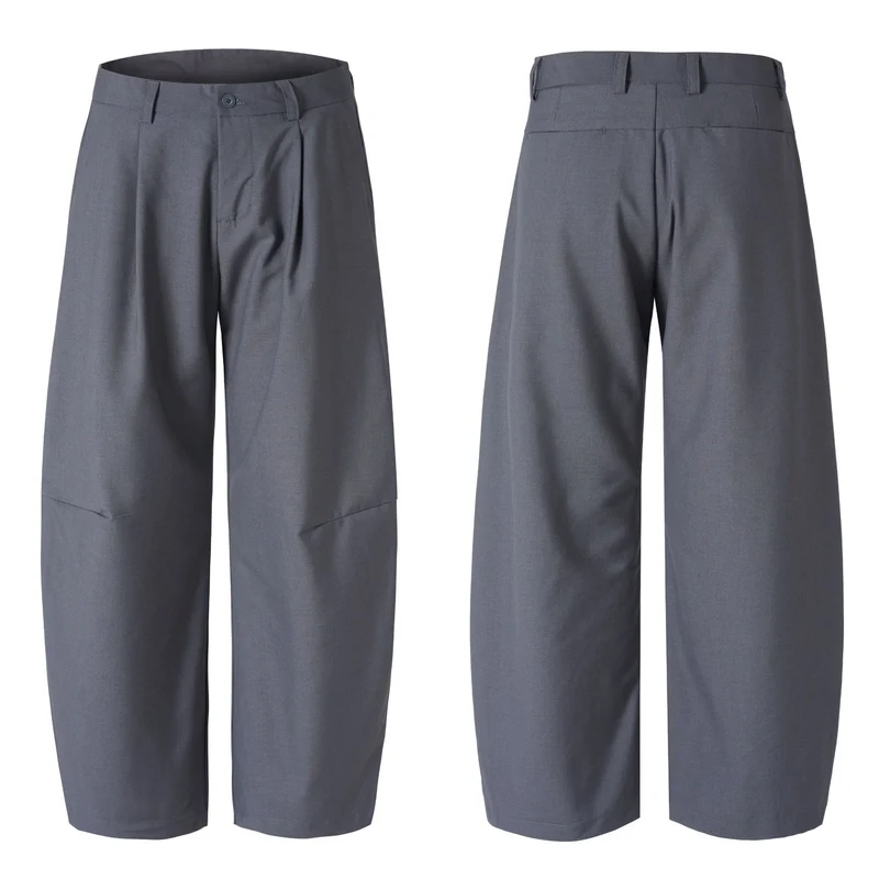 Herren Ultraweite Bügelfalten-Hose mit tiefem Schritt und fließender Twill-Qualität Drune