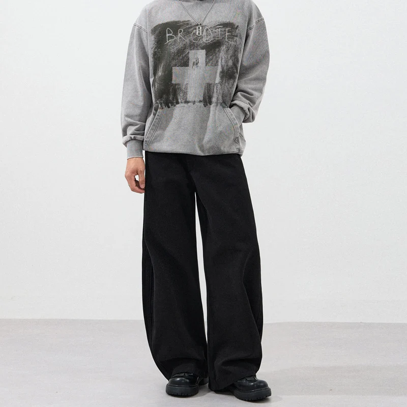 Herren Ultraweite Baumwoll-Twill-Palazzohose mit fließender Oversize-Silhouette Drune