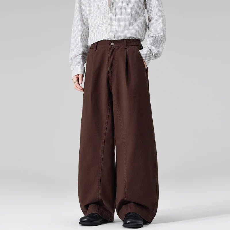 Herren Ultraweite Baumwoll‑Twill‑Hose mit Bundfalte und Palazzo‑Silhouette Drune