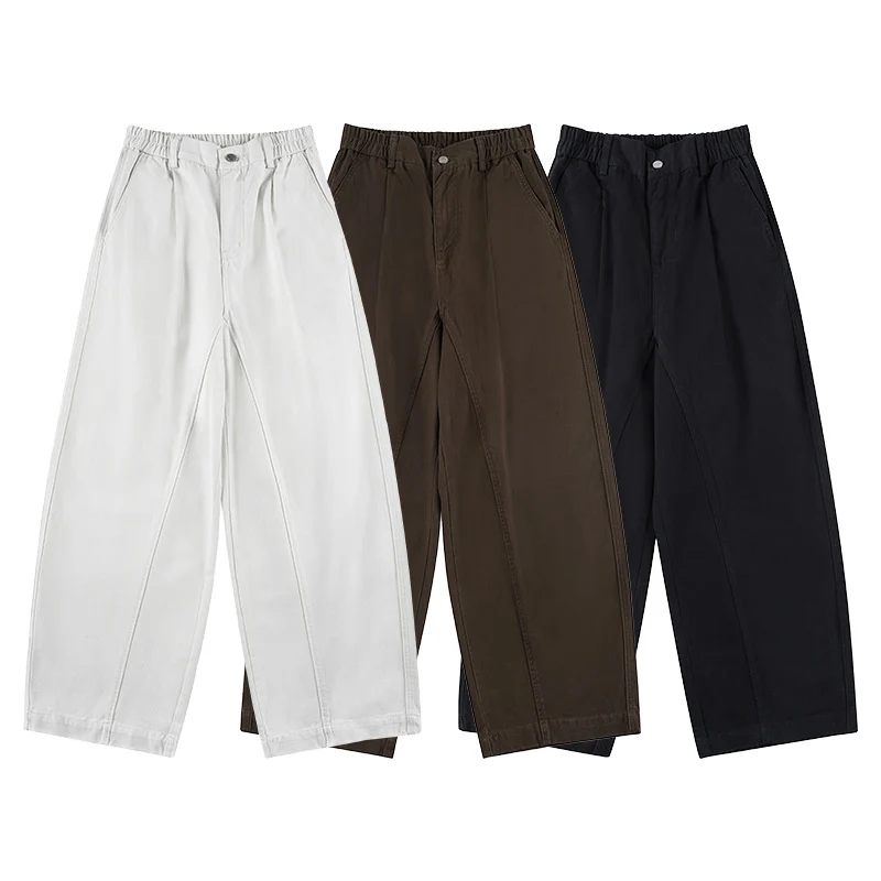 Herren Ultraweite Baumwoll‑Twill‑Hose mit Bundfalte und Palazzo‑Silhouette Drune