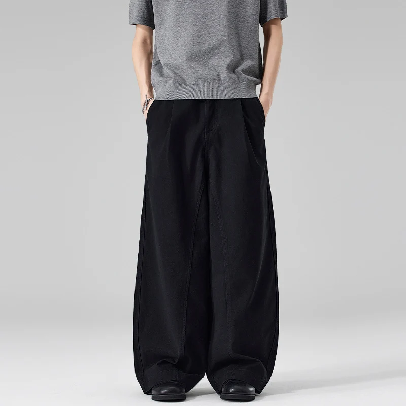 Herren Ultraweite Baumwoll‑Twill‑Hose mit Bundfalte und Palazzo‑Silhouette Drune