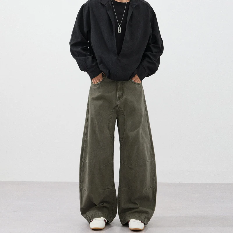 Herren Ultraweite Baggy-Hose mit markanter Schrittpasse und verstärkten Kniepanelen Drune
