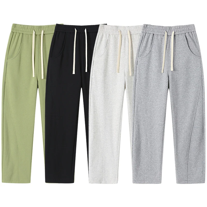 Herren Ultraweit geschnittene Fleece-Loungehose mit Tunnelzug und geradem Bein Drune