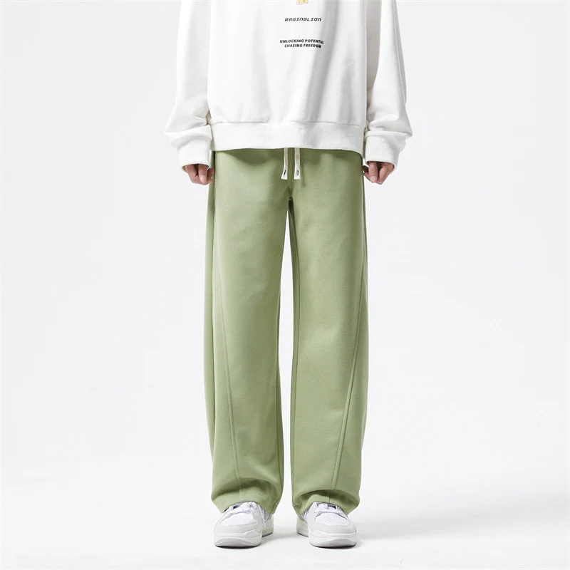 Herren Ultraweit geschnittene Fleece-Loungehose mit Tunnelzug und geradem Bein Drune