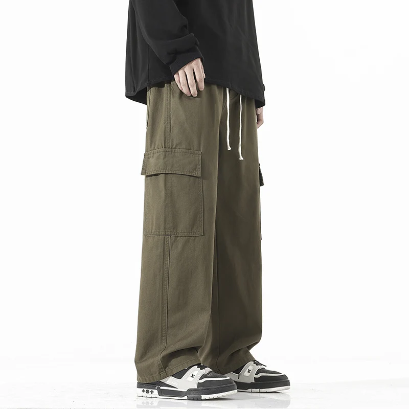 Herren Superweite Utility-Cargohose im tiefsitzenden Baggy-Cut mit Kordelzug Drune
