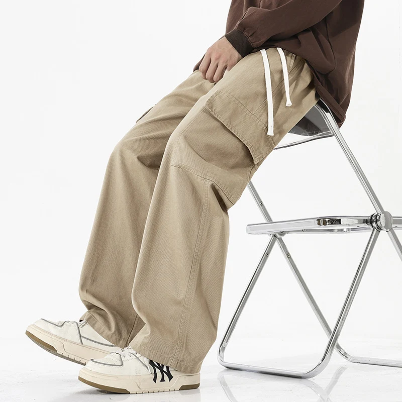 Herren Superweite Utility-Cargohose im tiefsitzenden Baggy-Cut mit Kordelzug Drune