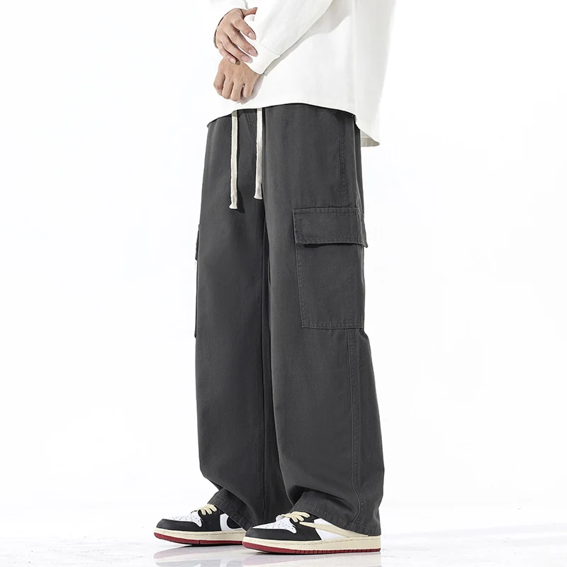 Herren Superweite Utility-Cargohose im tiefsitzenden Baggy-Cut mit Kordelzug Drune