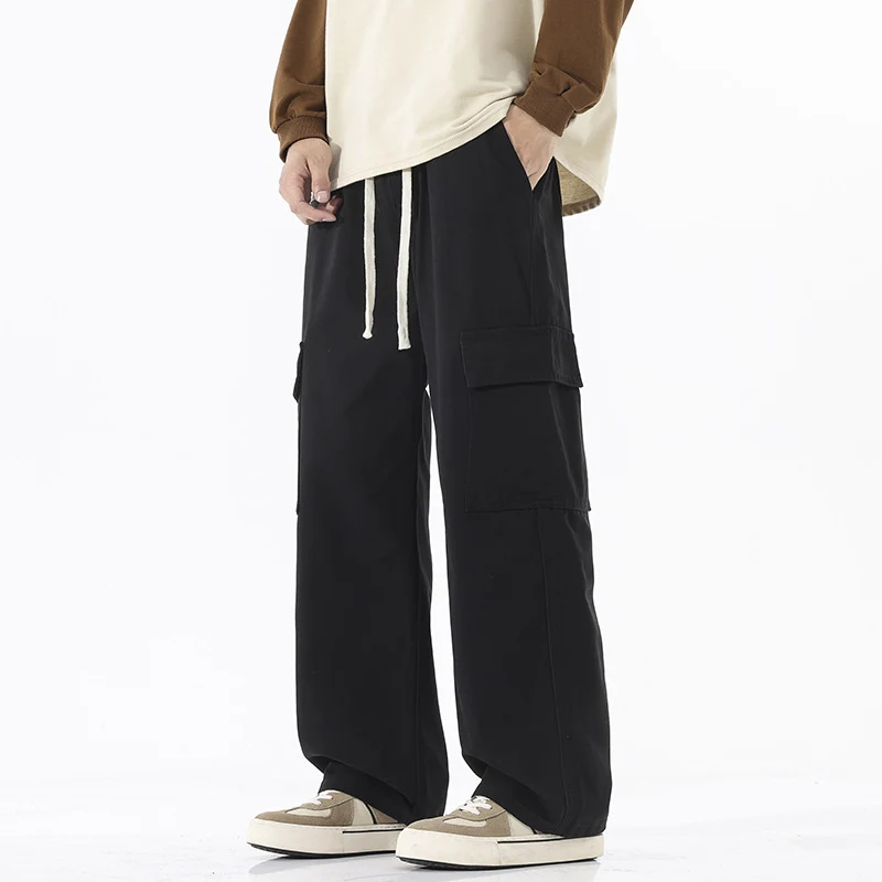 Herren Superweite Utility-Cargohose im tiefsitzenden Baggy-Cut mit Kordelzug Drune