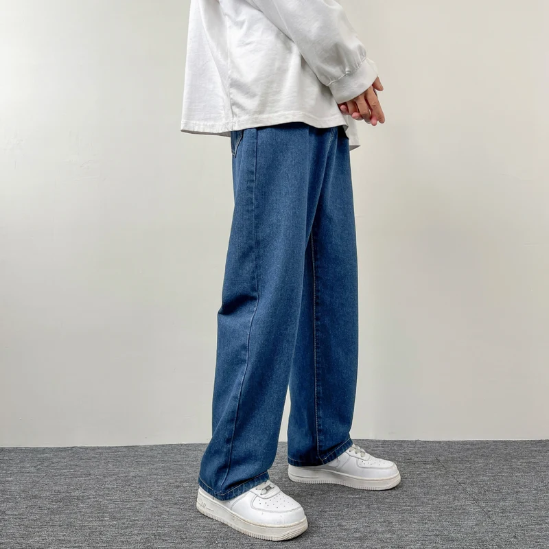 Herren Superweit geschnittene Straight‑Baggy‑Jeans aus schwerem schwarzem Denim mit elastischem Saum Drune