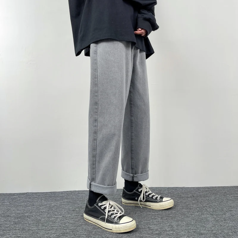 Herren Superweit geschnittene Straight‑Baggy‑Jeans aus schwerem schwarzem Denim mit elastischem Saum Drune