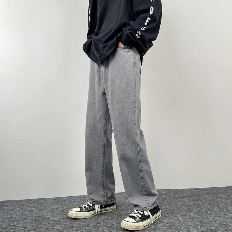 Herren Superweit geschnittene Straight‑Baggy‑Jeans aus schwerem schwarzem Denim mit elastischem Saum Drune