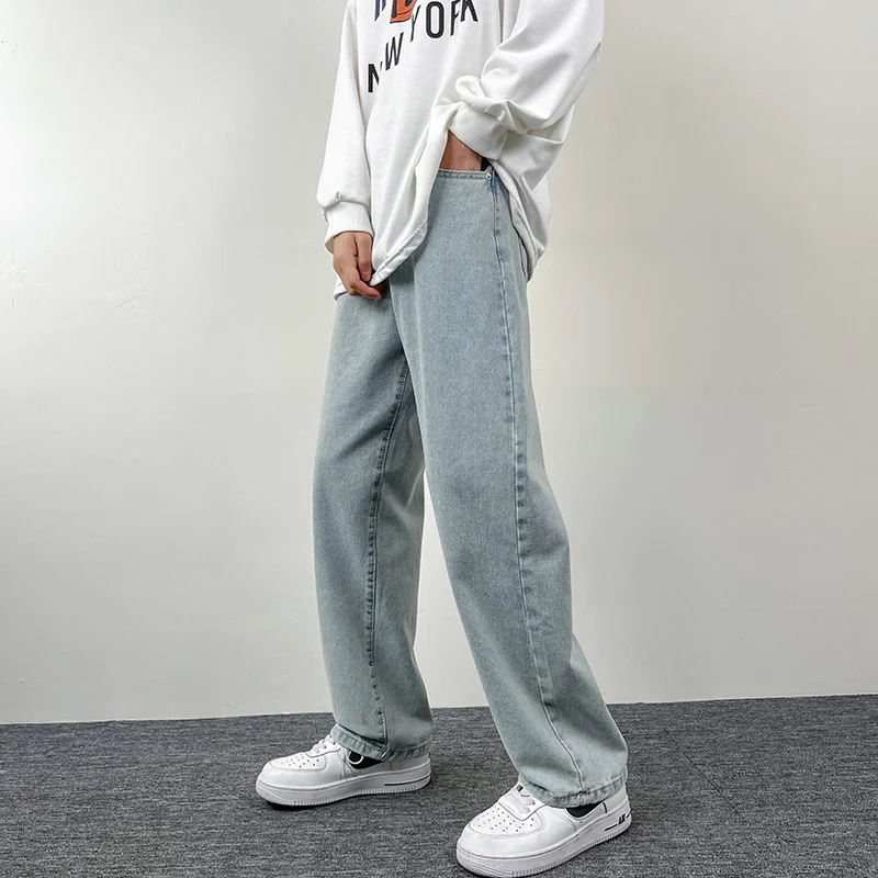 Herren Superweit geschnittene Straight‑Baggy‑Jeans aus schwerem schwarzem Denim mit elastischem Saum Drune