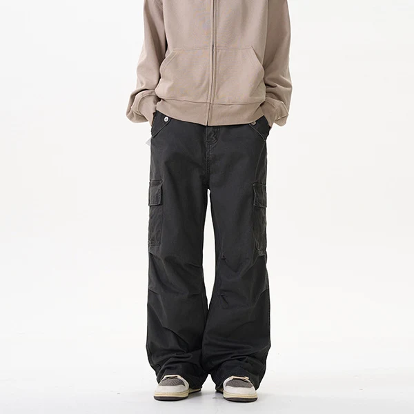 Herren Relaxed Utility-Cargohose im Palazzoschnitt aus Baumwoll-Twill Drune