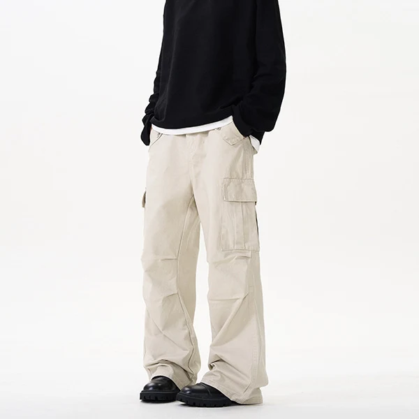 Herren Relaxed Utility-Cargohose im Palazzoschnitt aus Baumwoll-Twill Drune