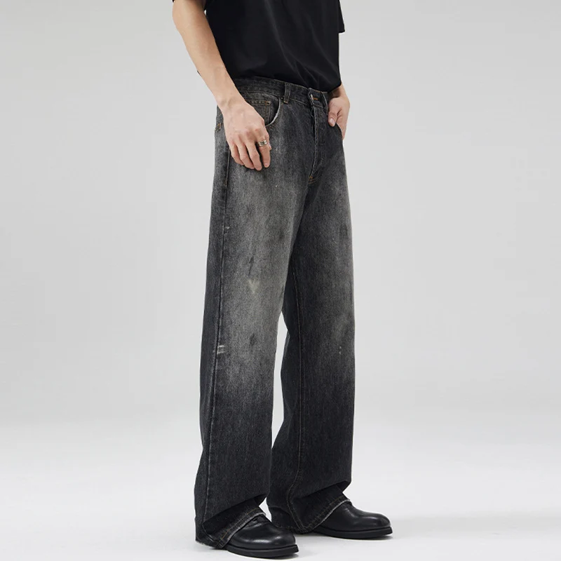 Herren Relaxed‑Straight Denim-Jeans mit Vintage-Waschung und verlängertem Saum Drune
