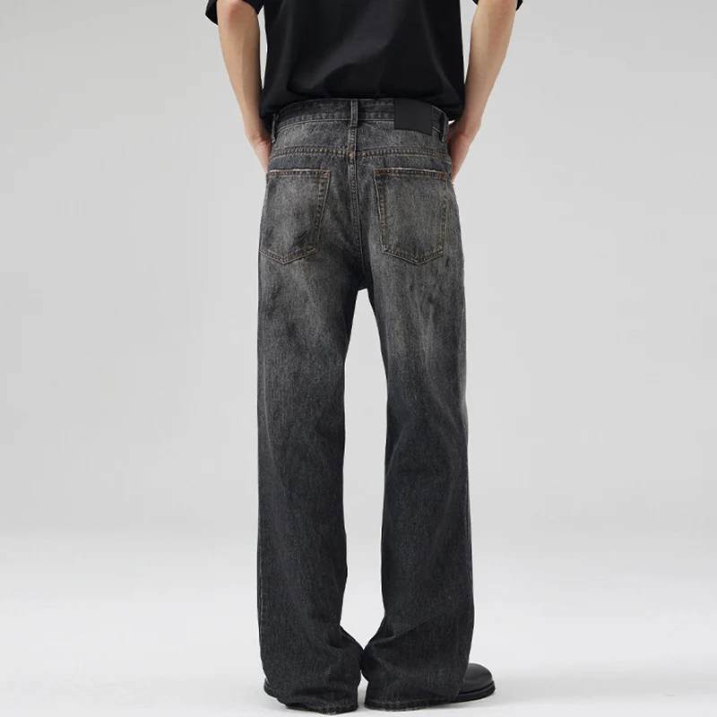 Herren Relaxed‑Straight Denim-Jeans mit Vintage-Waschung und verlängertem Saum Drune