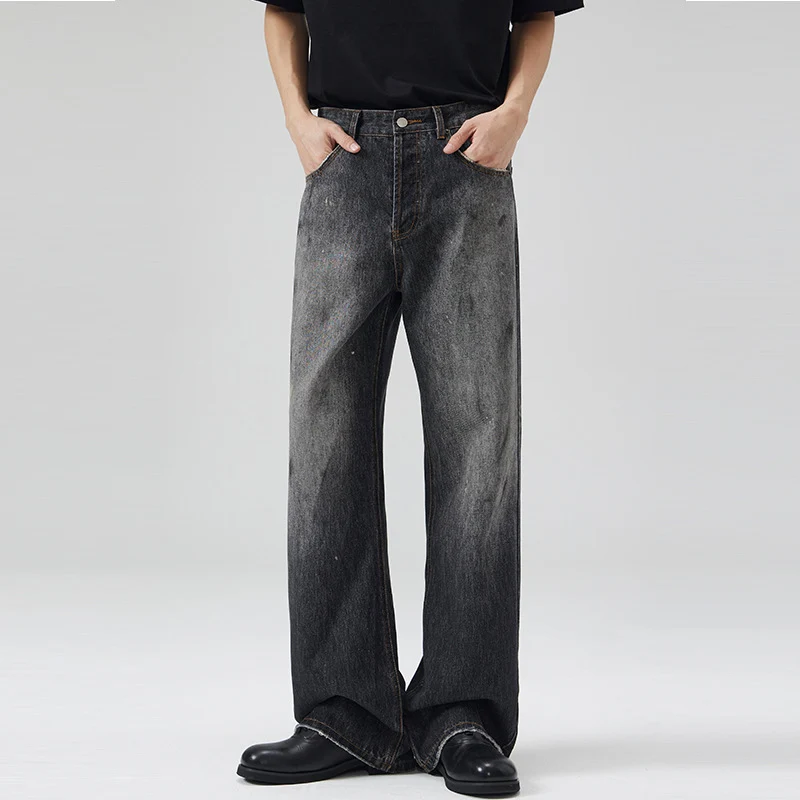 Herren Relaxed‑Straight Denim-Jeans mit Vintage-Waschung und verlängertem Saum Drune