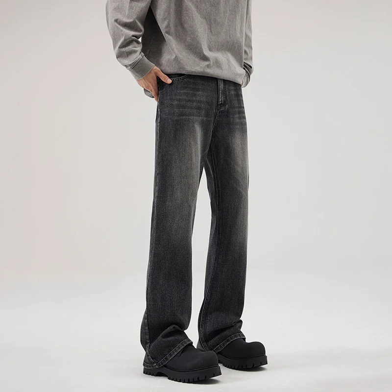 Herren Relaxed-Straight Denim-Jeans mit extra langem Saum und Vintage-Finish Drune