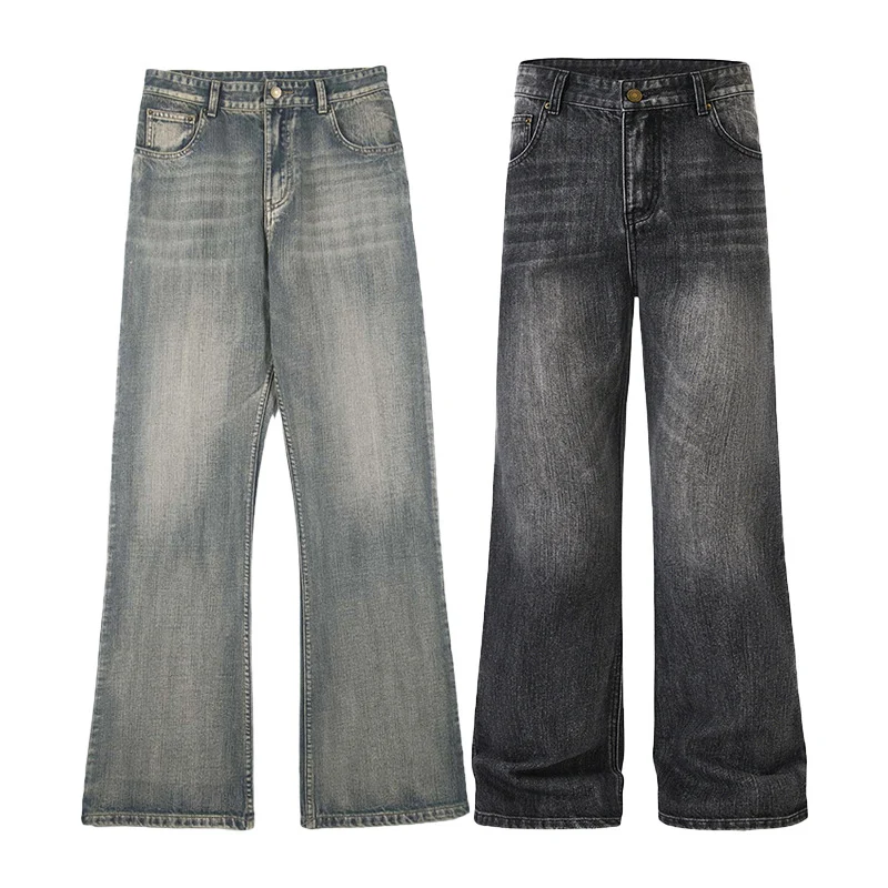 Herren Relaxed-Straight Denim-Jeans mit extra langem Saum und Vintage-Finish Drune
