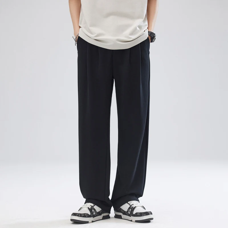 Herren Relaxed-Fit Soft-Jersey Palazzo-Hose mit elastischem Bund und Bügelfalte Drune